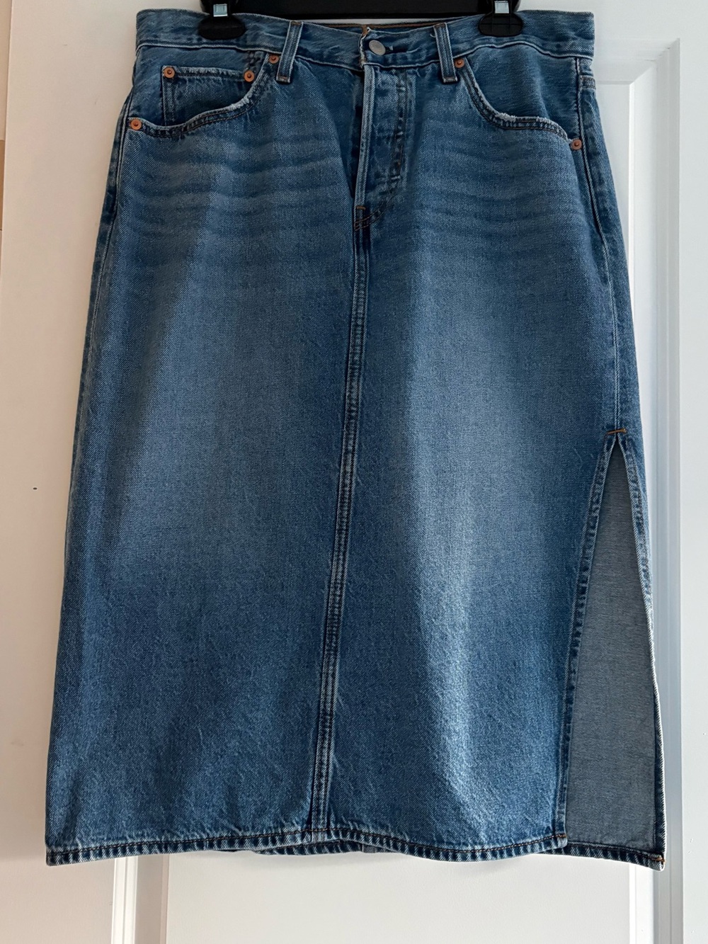 Levi's Medium Blue Denim Pencil Skirt with Side Slit